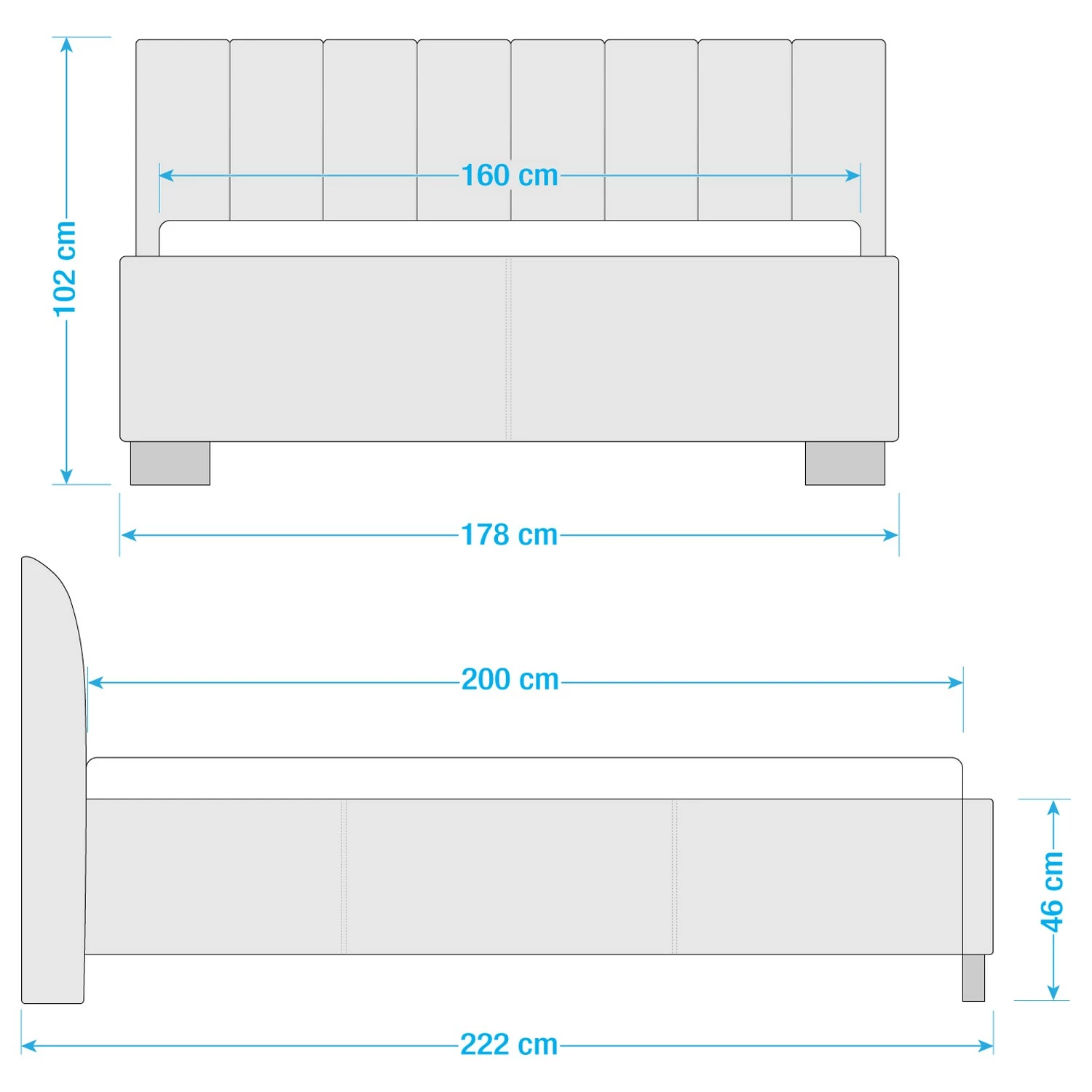 Mørteens Polsterbett Larisa - Strukturstoff Mali: Grau - 160 x 200cm - Mit Stauraum – Bild 11