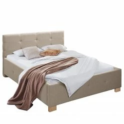 Mørteens Polsterbett Atessio - Strukturstoff Ronya: Grau - 140 x 200cm - Ohne Stauraum