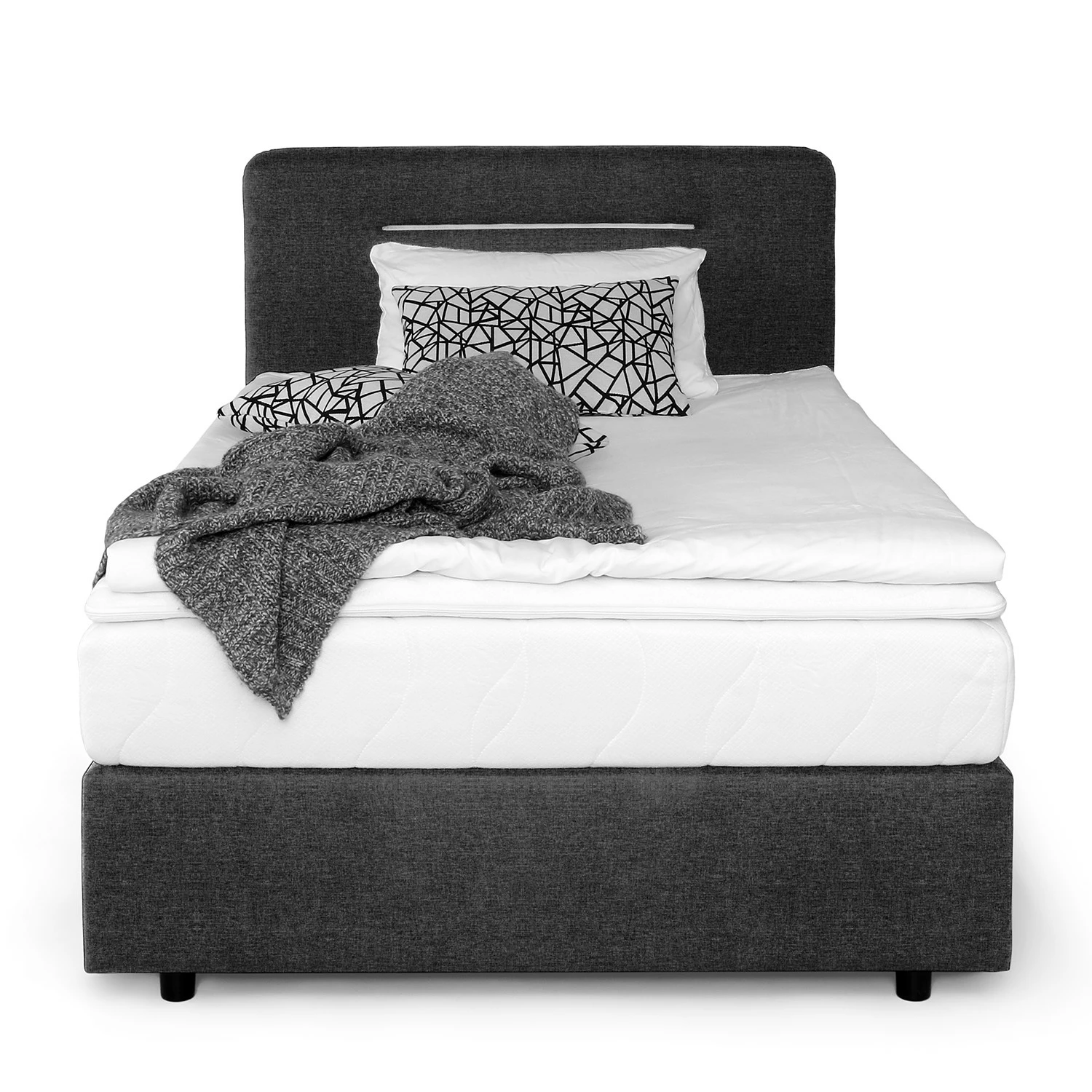 Loftscape Boxspringbett Runner I - mit Beleuchtung - Flachgewebe Kora: Anthrazit – Bild 2