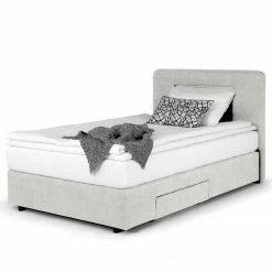 Loftscape Boxspringbett Runner II - mit Beleuchtung - Microfaser Senga: Silber