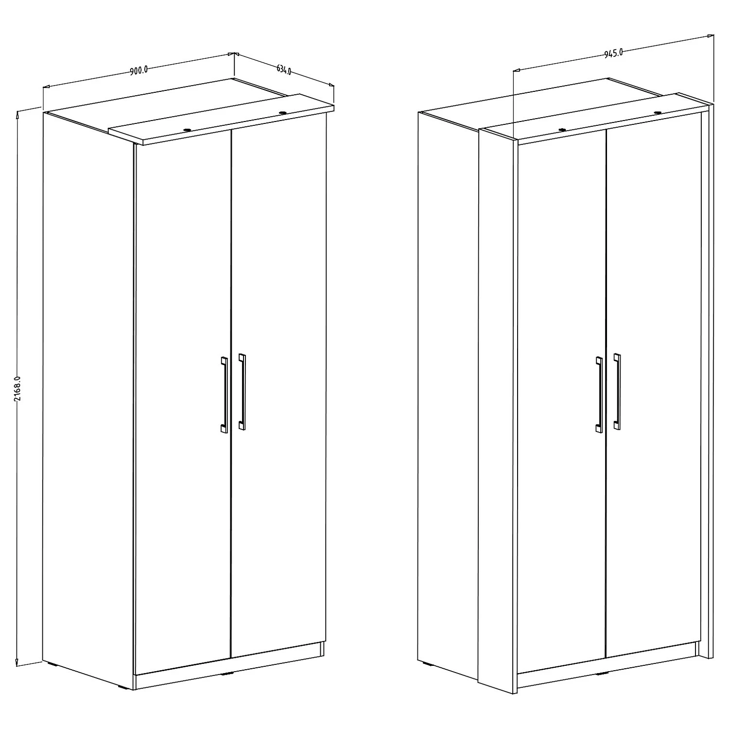 Loftscape Drehtürenschrank Optima II - Weiß - Breite: 90 cm - Ohne Spiegeltür/-en – Bild 3