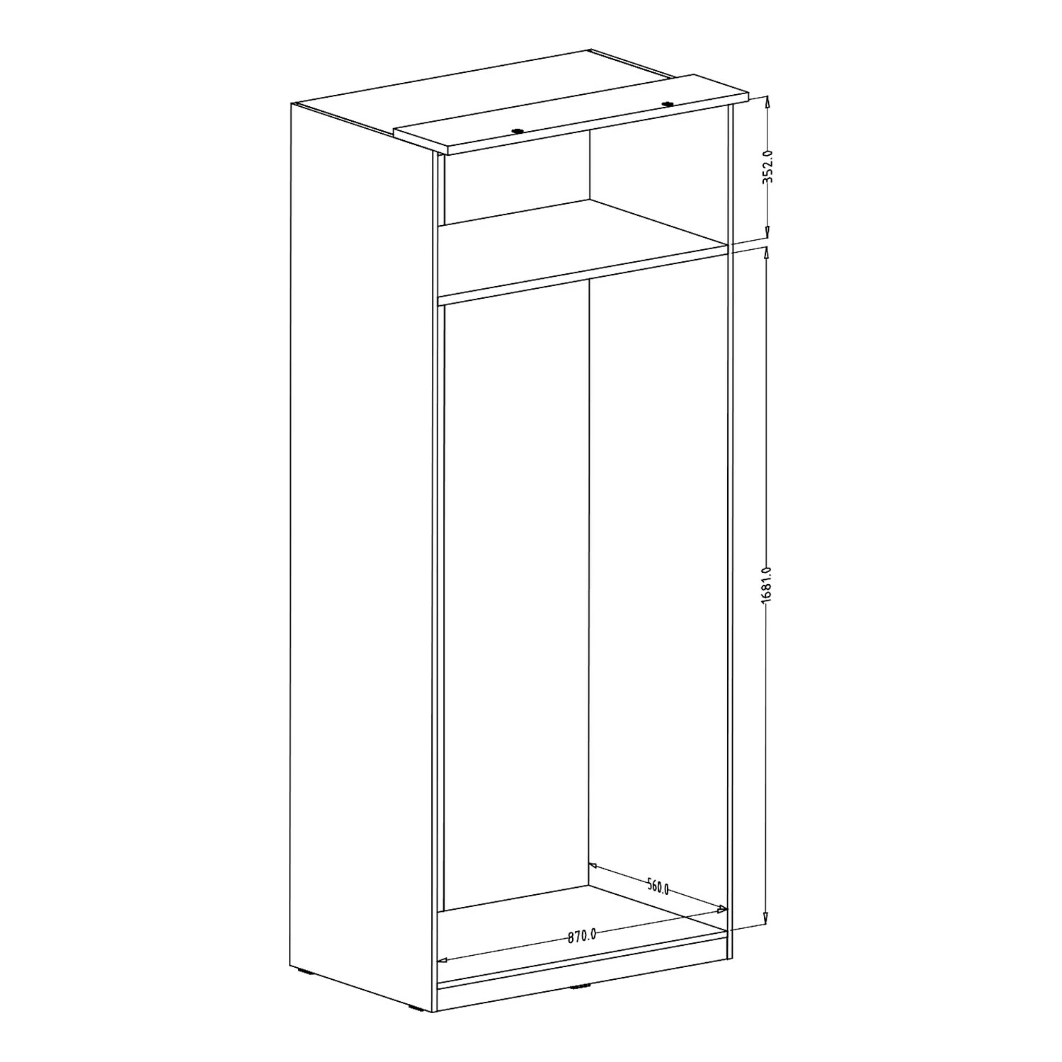 Loftscape Drehtürenschrank Optima II - Weiß - Breite: 90 cm - Ohne Spiegeltür/-en – Bild 4