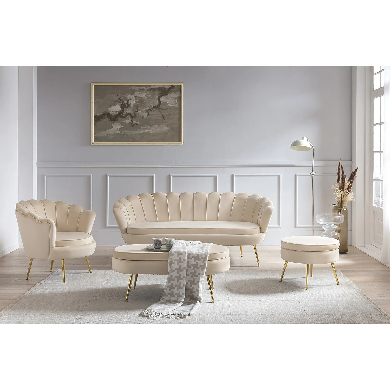 Norrwood Sofa Ralemo (3-Sitzer) - Samt - Creme – Bild 2