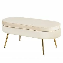 Norrwood Polsterhocker Ralemo - Samt - Creme