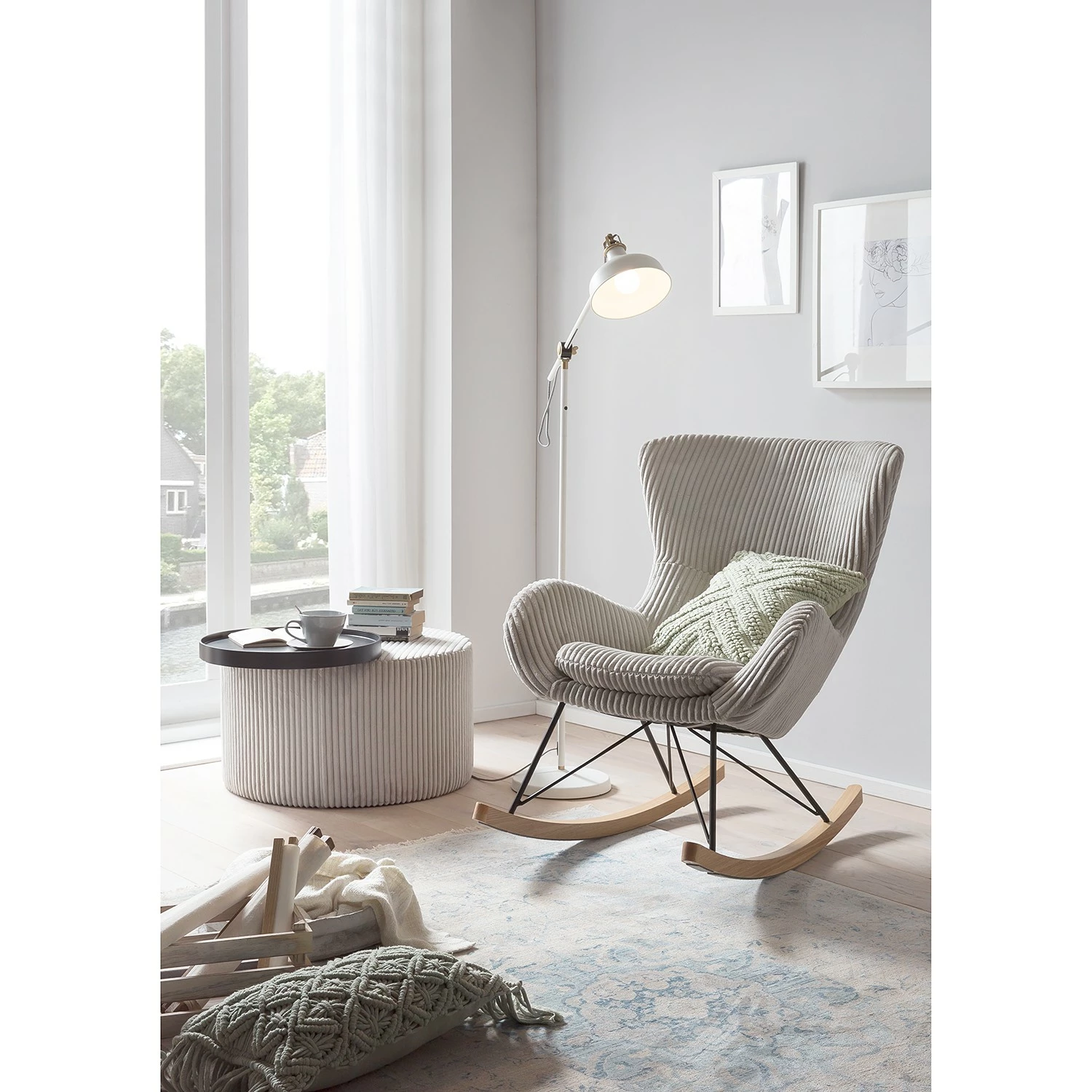 Naturoo Schaukelstuhl Shirali - Cord - Grau – Bild 2