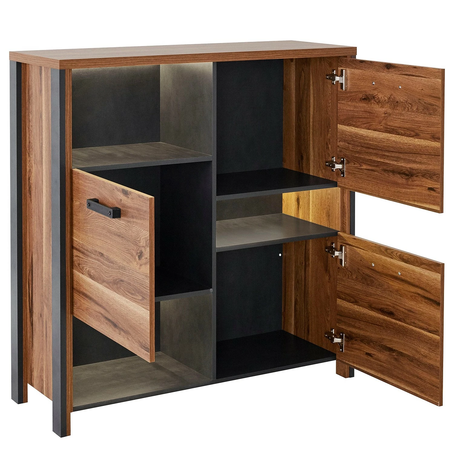 Red Living Kommode Belchatow - Eiche Dekor / Anthrazit – Bild 2