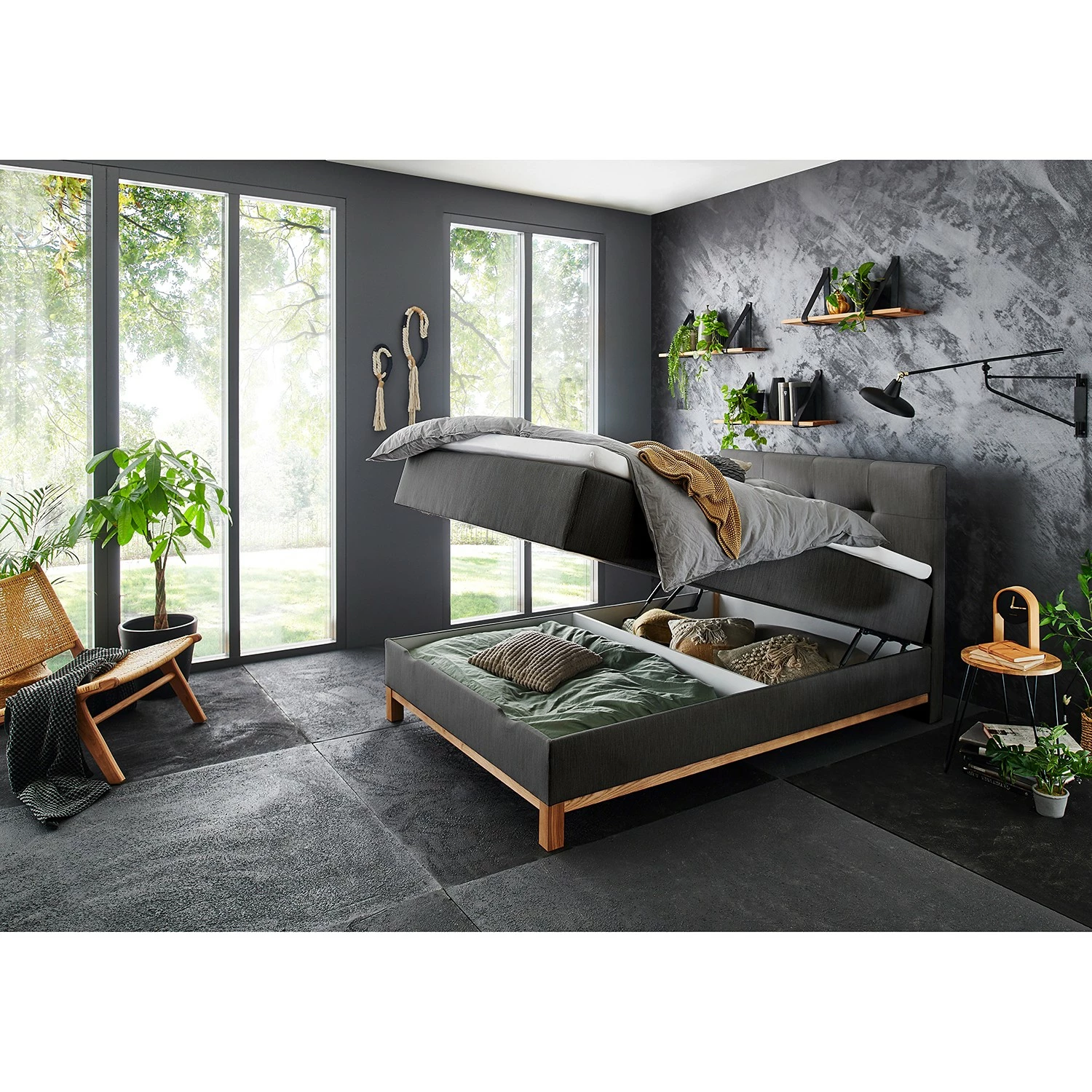 Meise.möbel Boxspringbett Catania - Webstoff Meara: Anthrazit - 120 x 200cm – Bild 3