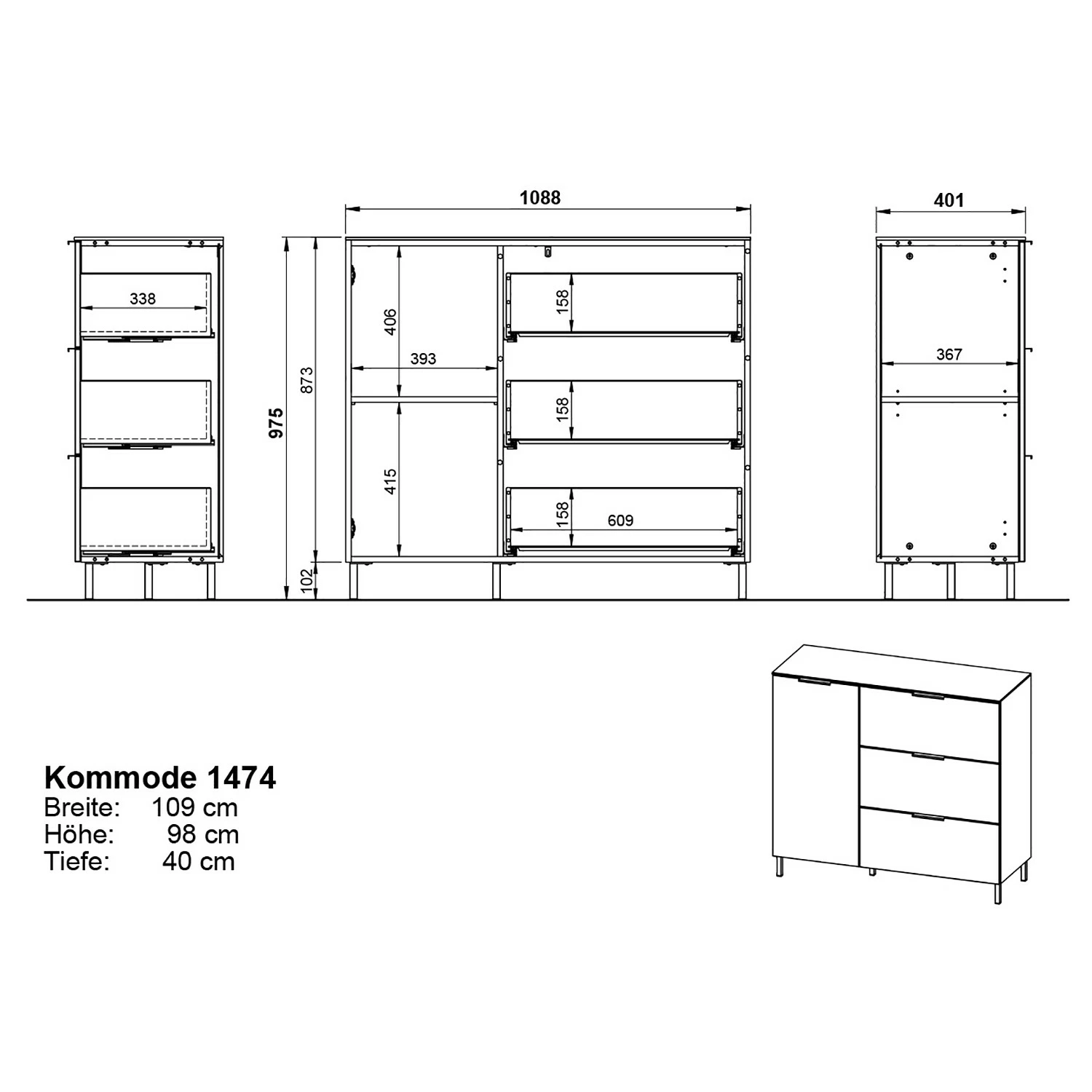 Germania Kommode California I - Graphit – Bild 10