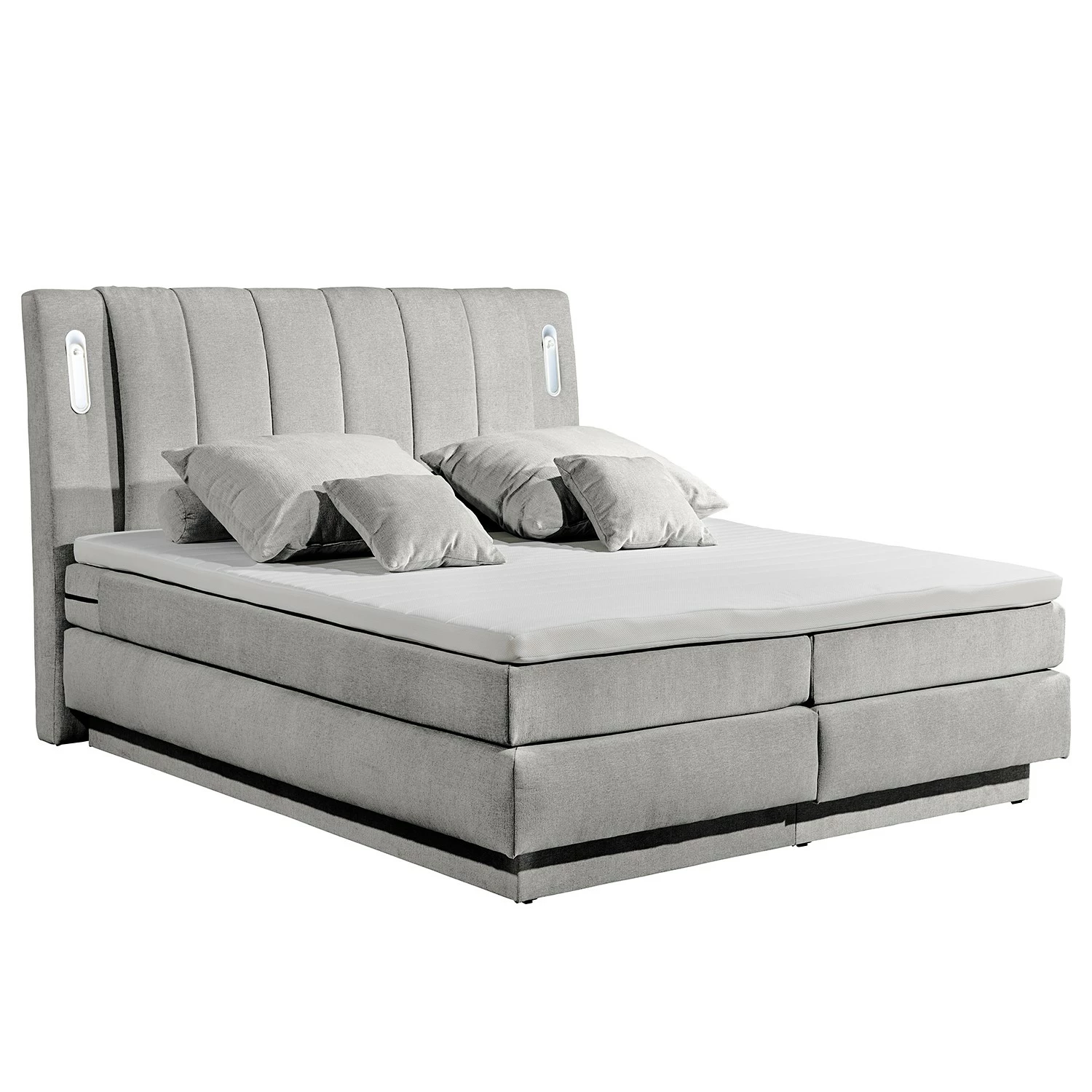 Loftscape Boxspringbett Smithers - Microvelours Thala: Silber