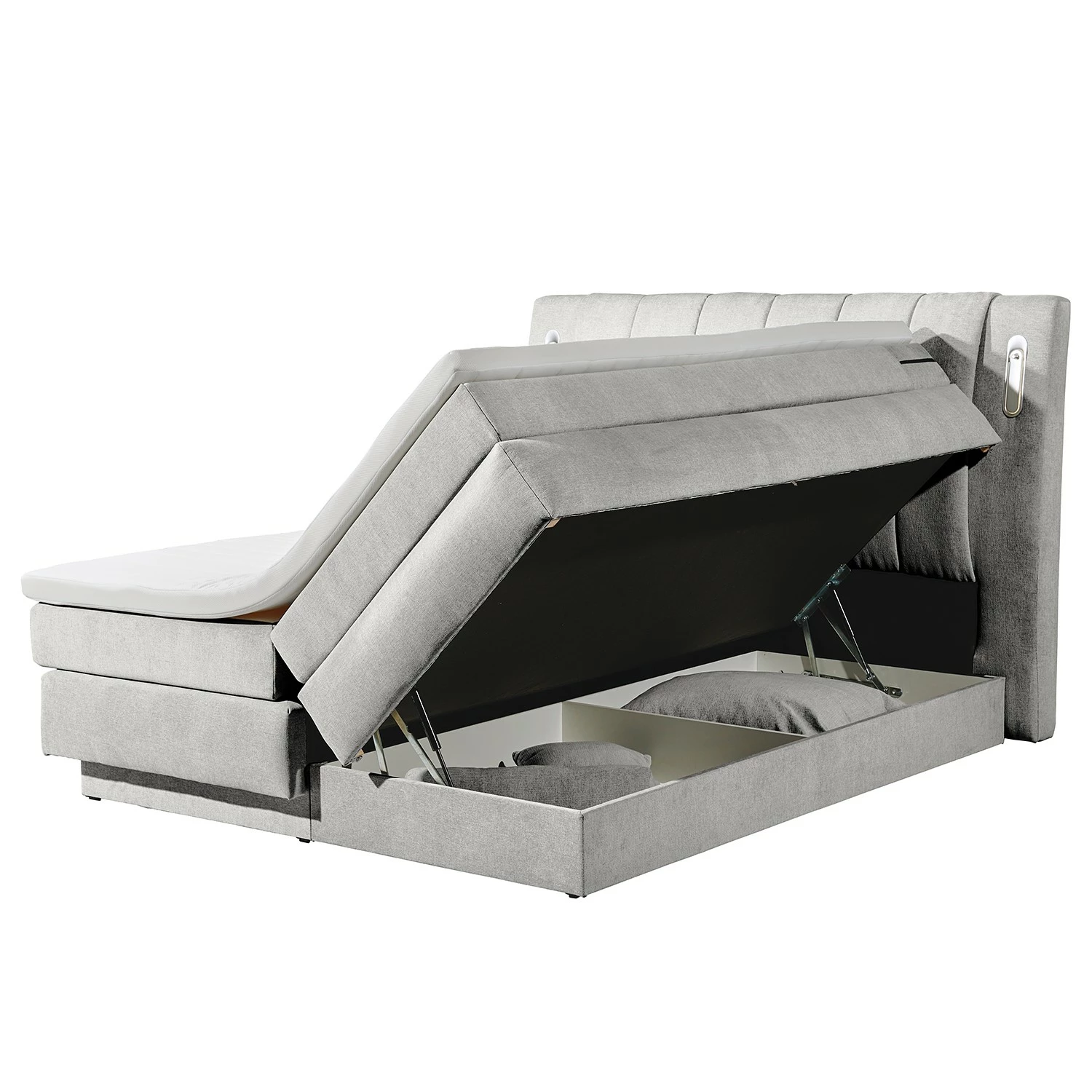 Loftscape Boxspringbett Smithers - Microvelours Thala: Silber – Bild 4