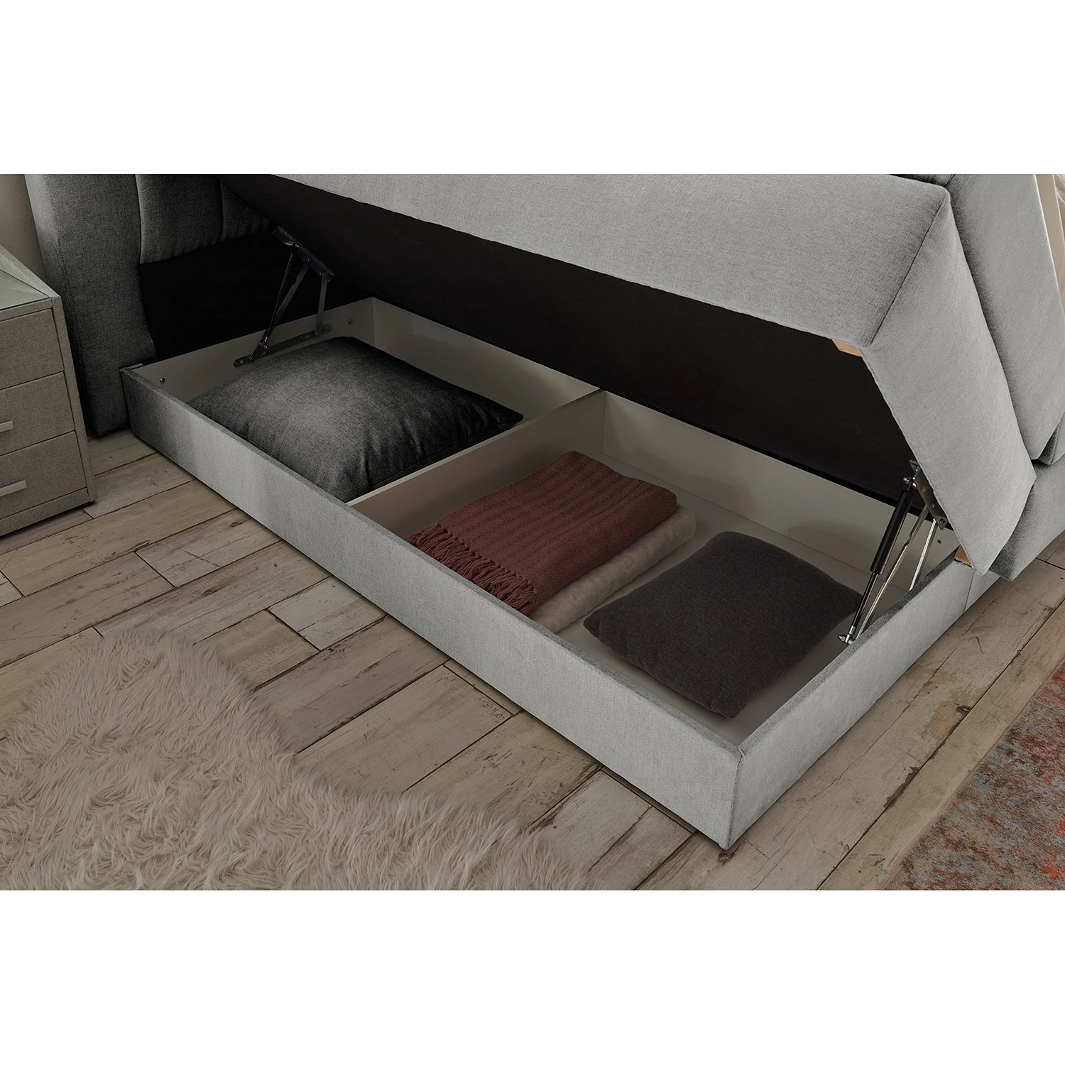 Loftscape Boxspringbett Smithers - Microvelours Thala: Silber – Bild 9