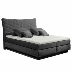 Loftscape Boxspringbett Viktor - Microvelours Thala: Anthrazit