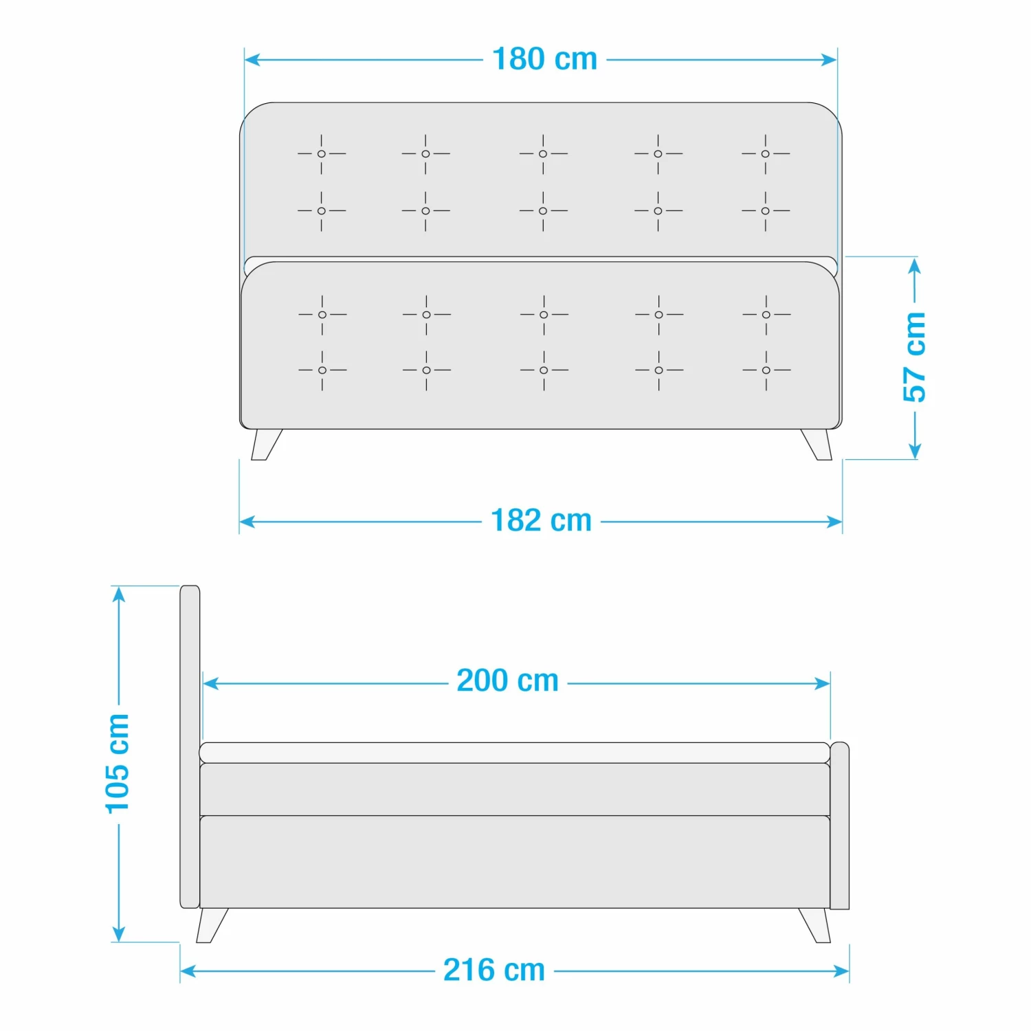 Tom Tailor Boxspringbett Nordic - Webstoff - Stoff TBO: 19 woven grey - 180 x 200cm - H3 – Bild 5