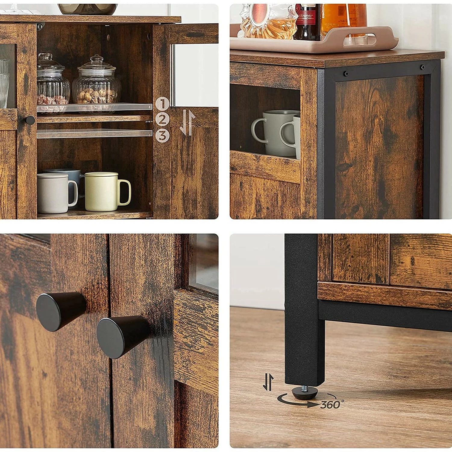 Red Living Kommode Toulouse III - Braun / Schwarz – Bild 8