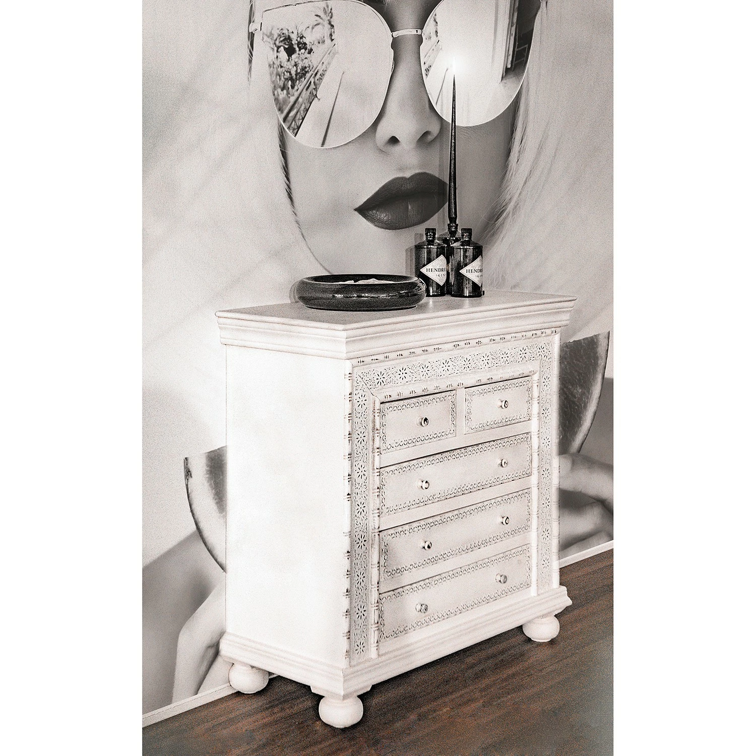 Ridgevalley Kommode Missoula - Mango massiv - Vintage Weiß – Bild 2