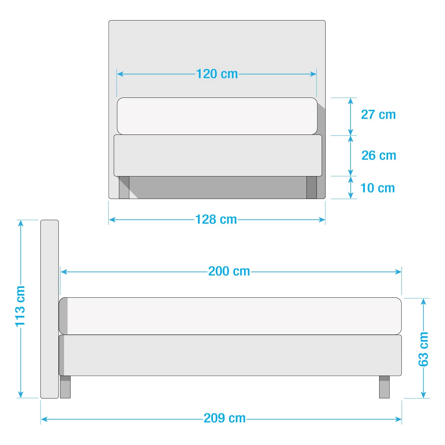 Trendline by ADA Boxspringbett Jonna - Chenille TBS: 69 Achatgrau - 120 x 200cm - H3 – Bild 7