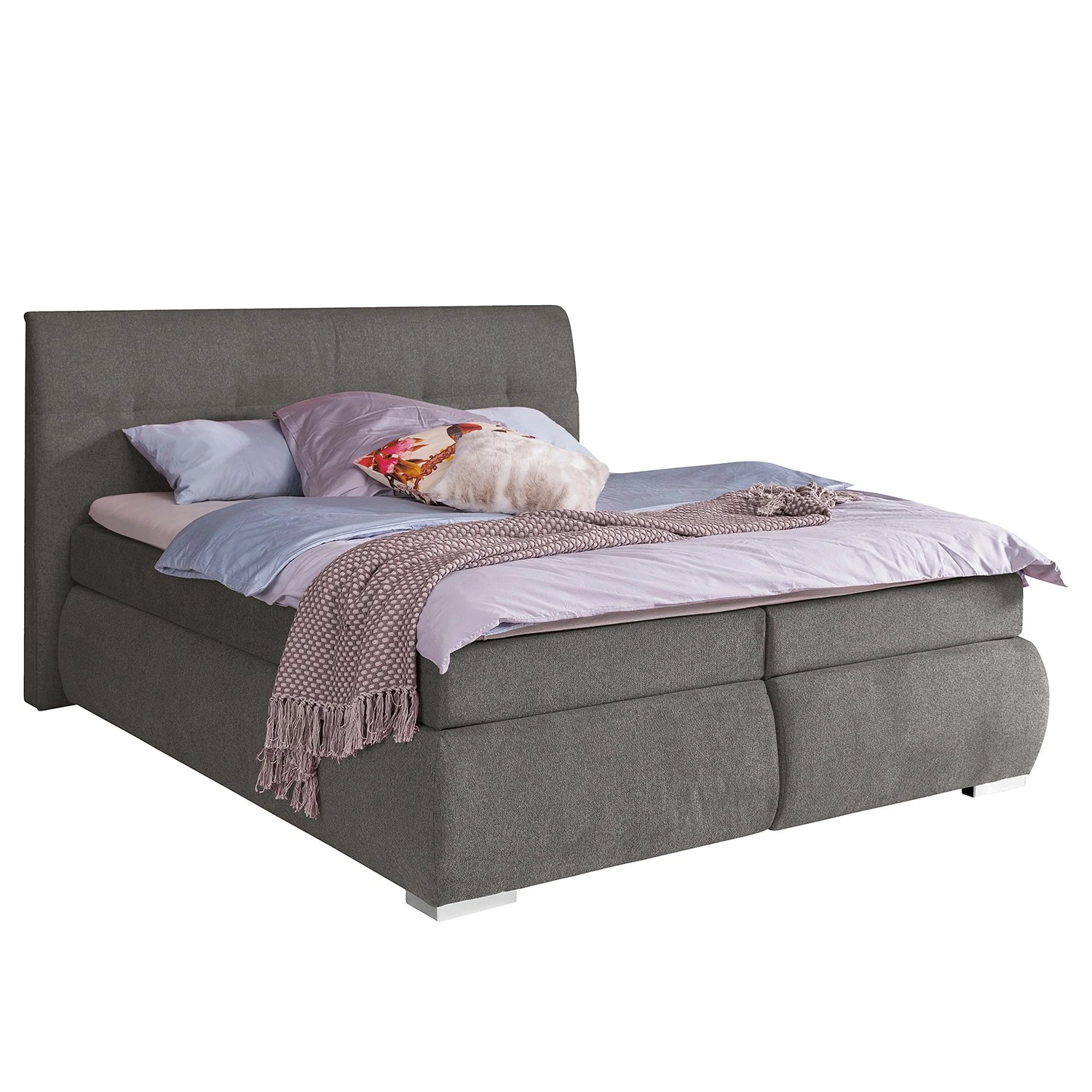 Trendline by ADA Boxspringbett Danielle - Chenille GCP: 84 brown grey - 160 x 200cm - Doppelmatratze H2/H3