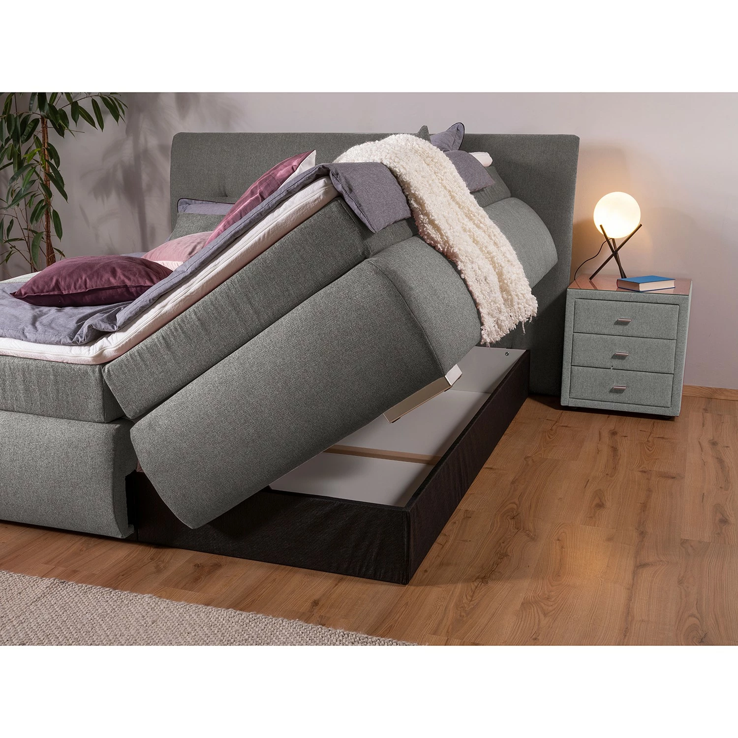 Trendline by ADA Boxspringbett Danielle - Chenille GCP: 84 brown grey - 160 x 200cm - Doppelmatratze H2/H3 – Bild 5