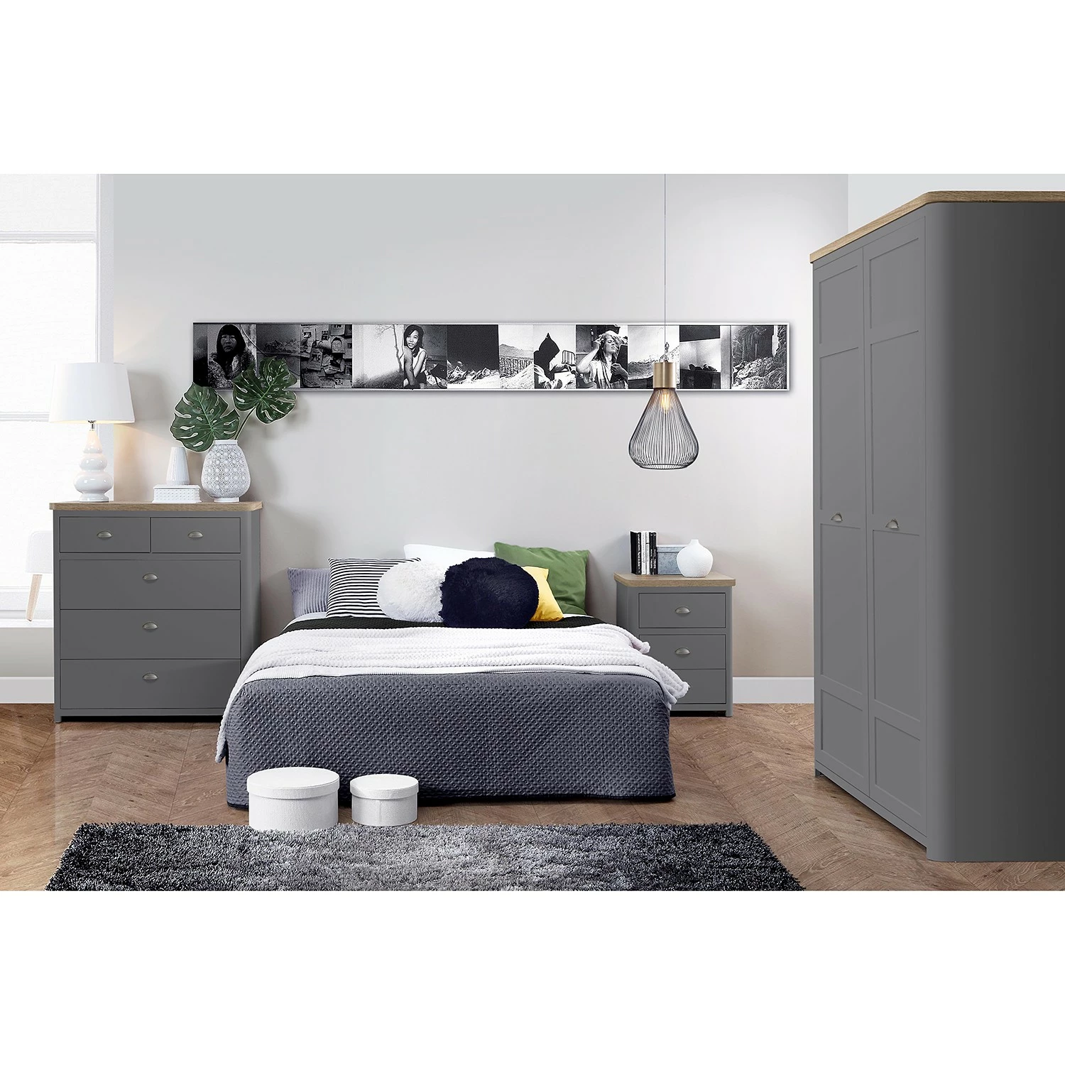 Loftscape Drehtürenschrank Lanot - Anthrazit / Eiche Sonoma – Bild 3