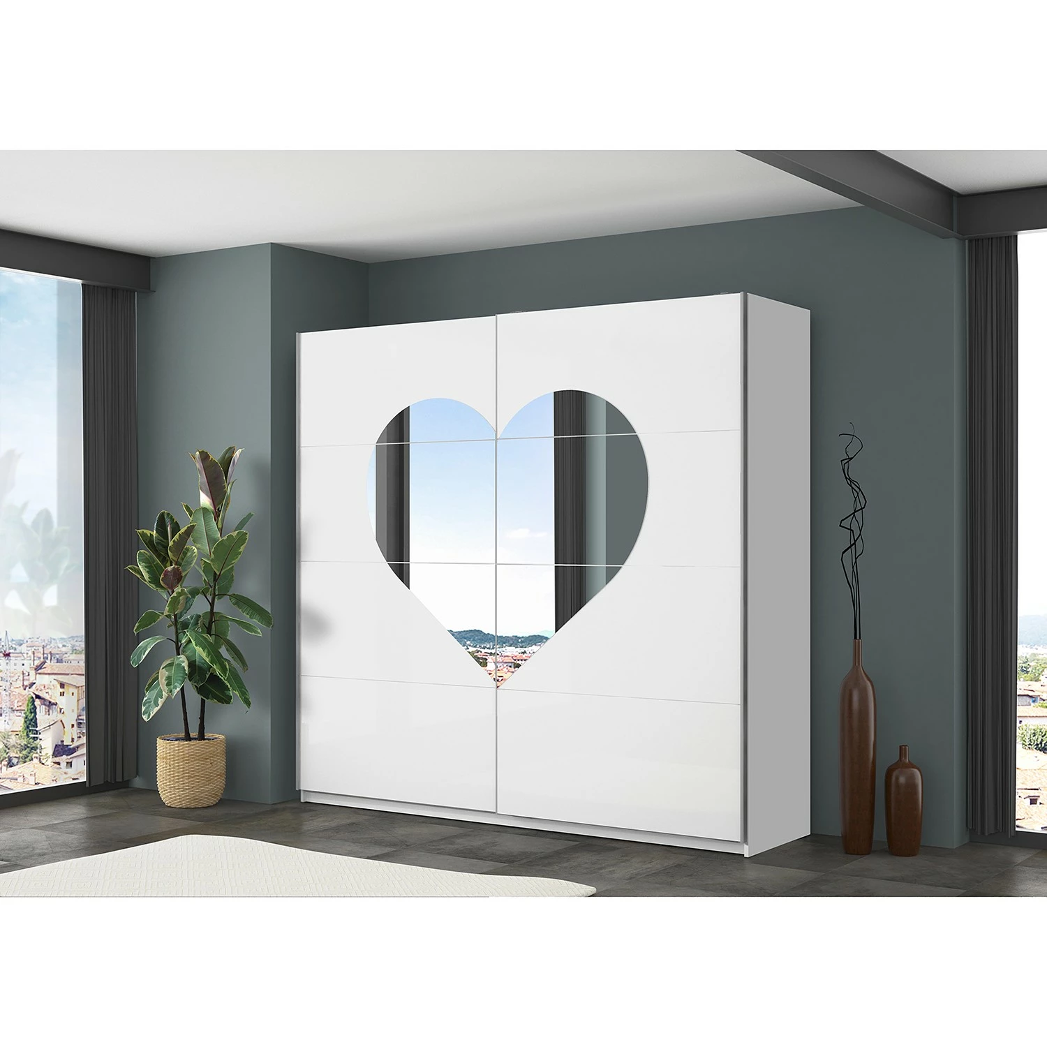 Loftscape Schwebetürenschrank Bilo - Hochglanz Weiß – Bild 2