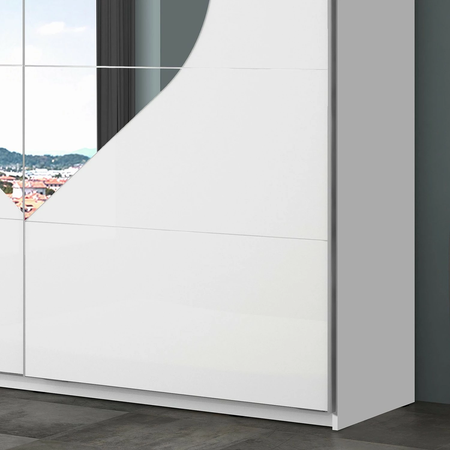 Loftscape Schwebetürenschrank Bilo - Hochglanz Weiß – Bild 3