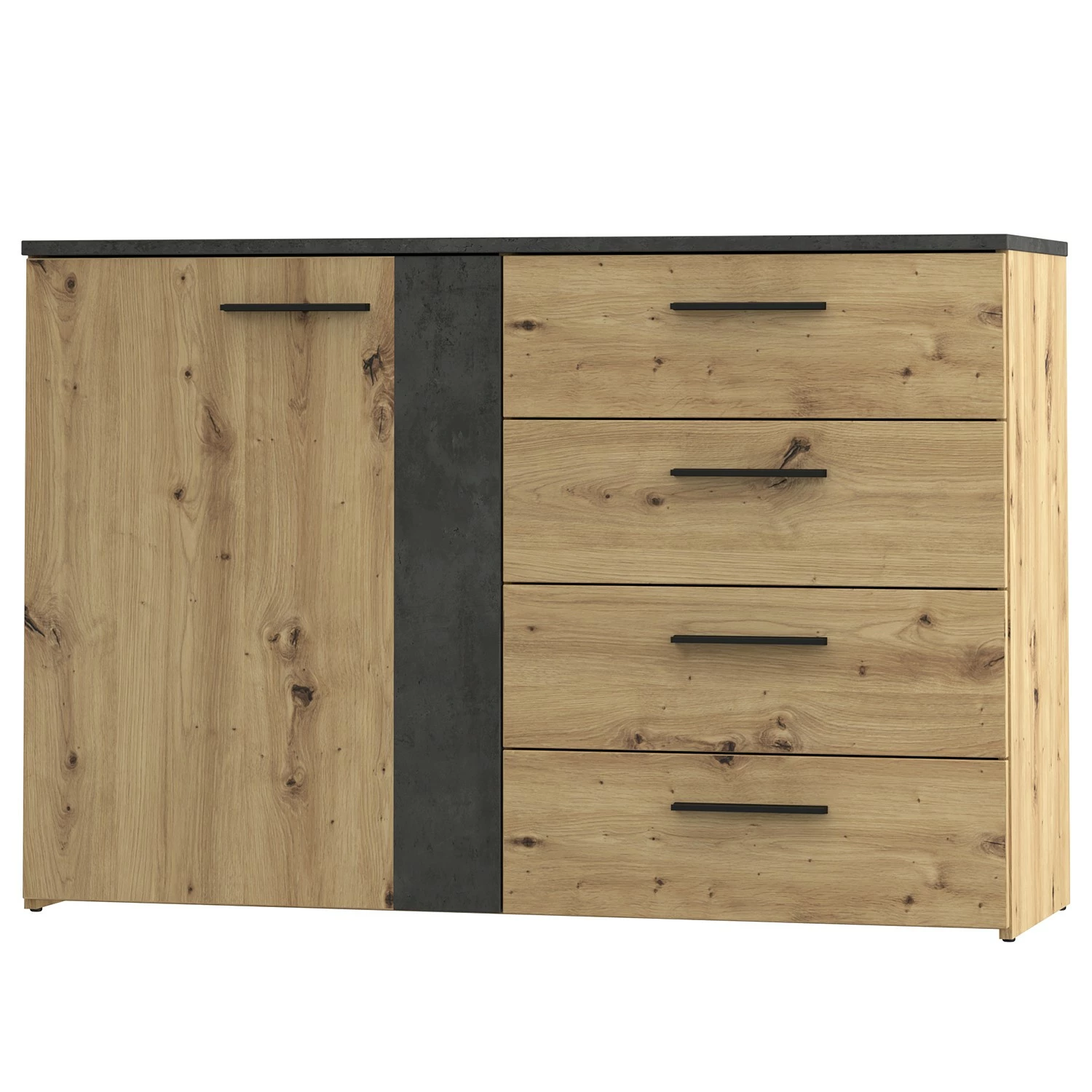 Loftscape Kommode Lucy - Eiche Artisan Dekor / Dunkelgrau Betonoptik