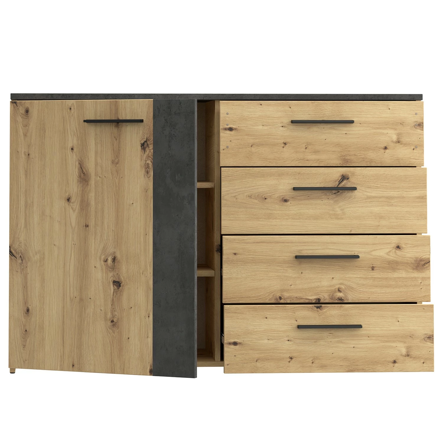 Loftscape Kommode Lucy - Eiche Artisan Dekor / Dunkelgrau Betonoptik – Bild 4