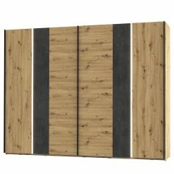 Loftscape Schwebetürenschrank Lucy - Inkl. Beleuchtung - Eiche Artisan Dekor / Dunkelgrau Betonoptik