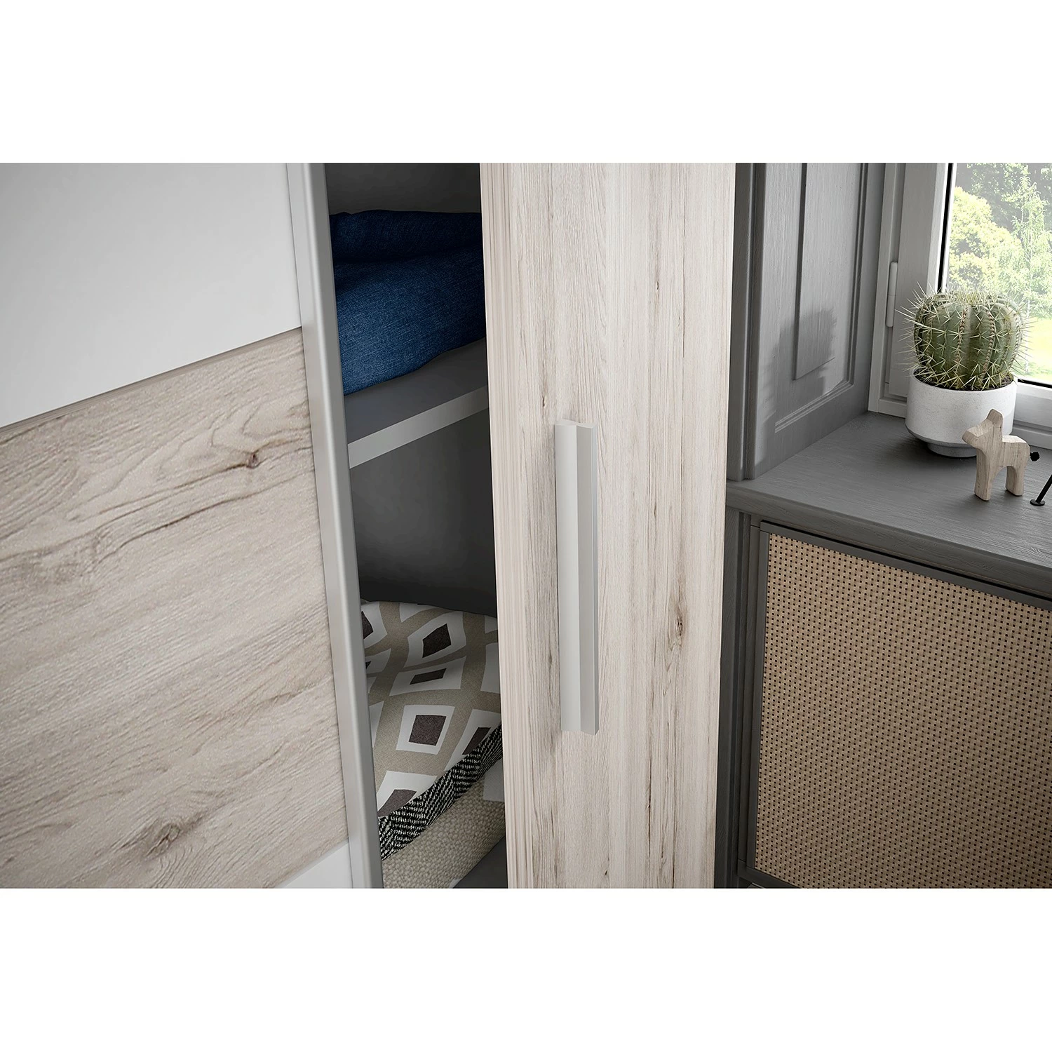 Loftscape Schwebetürenschrank Lucan - Sandeiche Dekor/Weiß – Bild 7