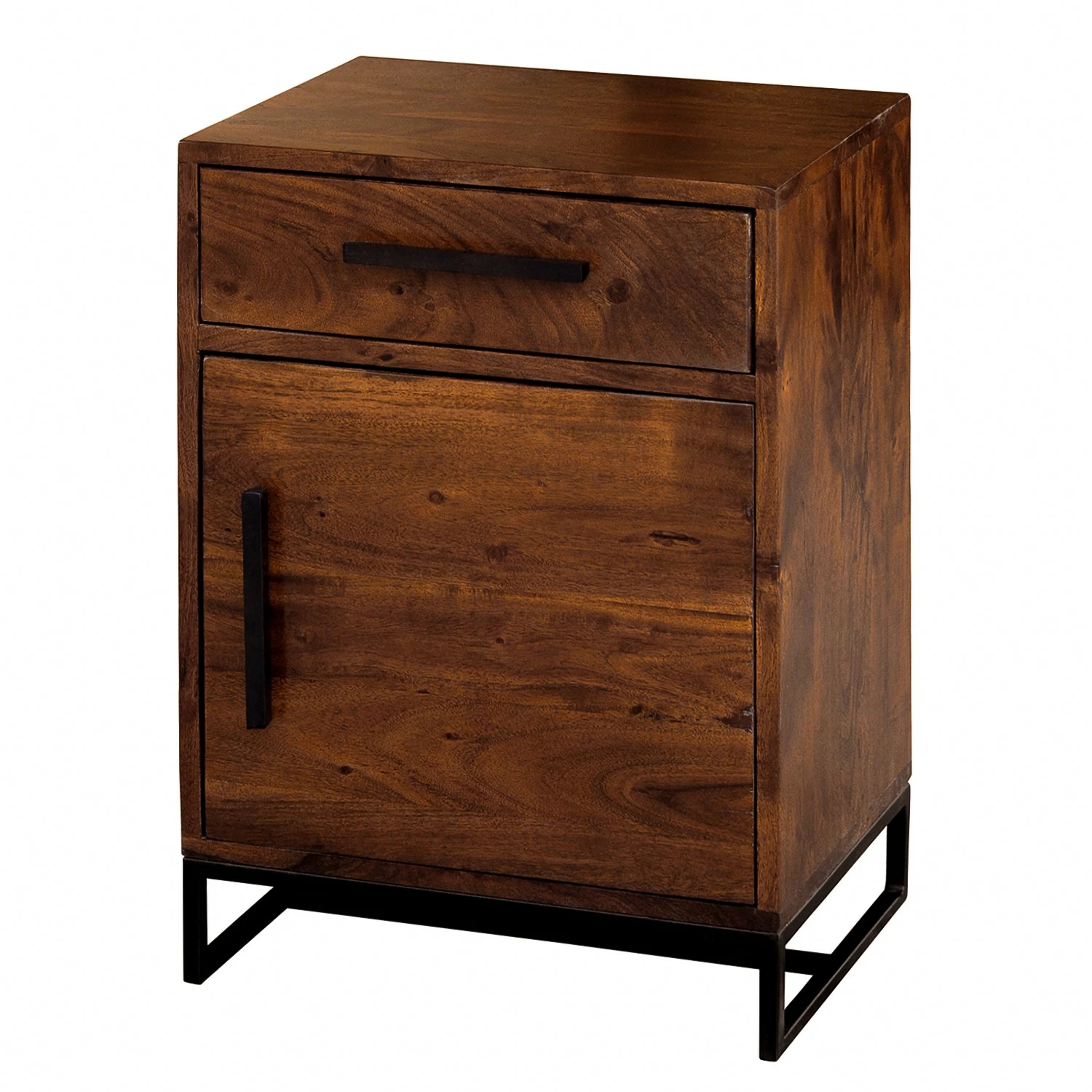 Ars manufacti Nachtkommode Woodson I - Akazie massiv / Metall - Akazie Braun