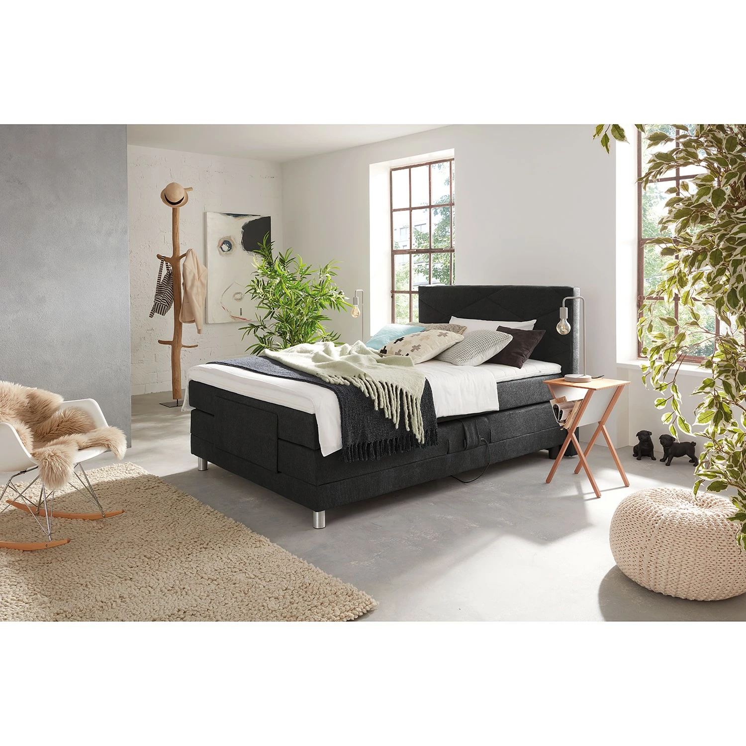 Trendline by ADA Boxspringbett Talea - Chenille TBS: 10 Schwarz - 120 x 200cm - H2 – Bild 3