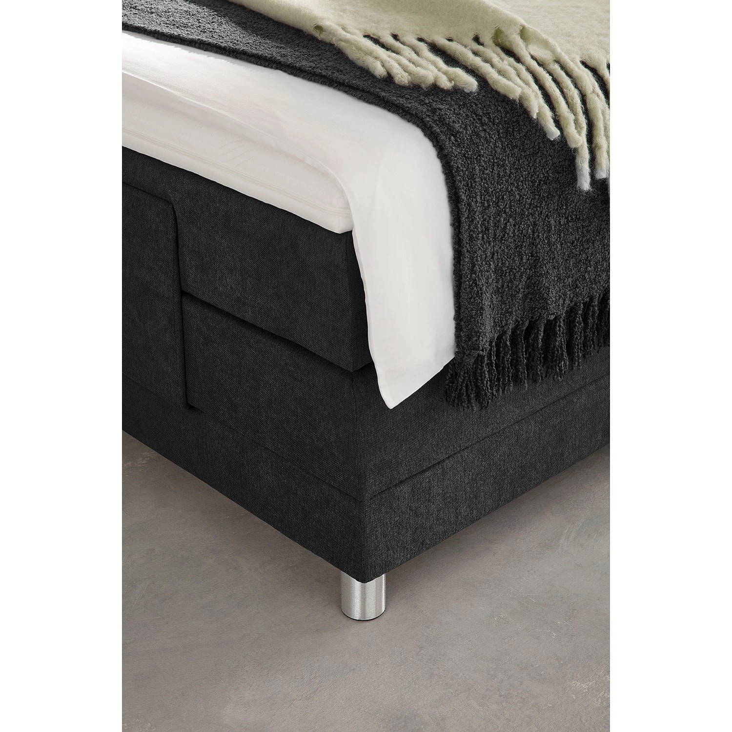 Trendline by ADA Boxspringbett Talea - Chenille TBS: 10 Schwarz - 120 x 200cm - H2 – Bild 5
