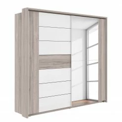 Loftscape Schwebetürenschrank Asperen - Sandeiche Dekor / Hochglanz Weiß