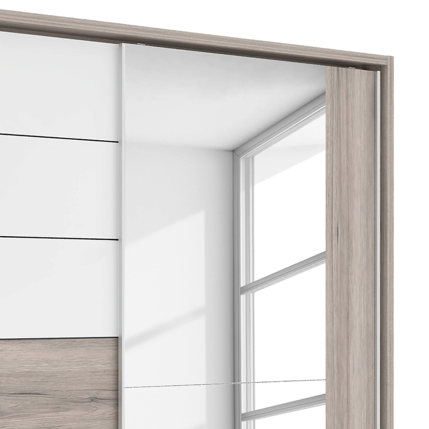 Loftscape Schwebetürenschrank Asperen - Sandeiche Dekor / Hochglanz Weiß – Bild 3