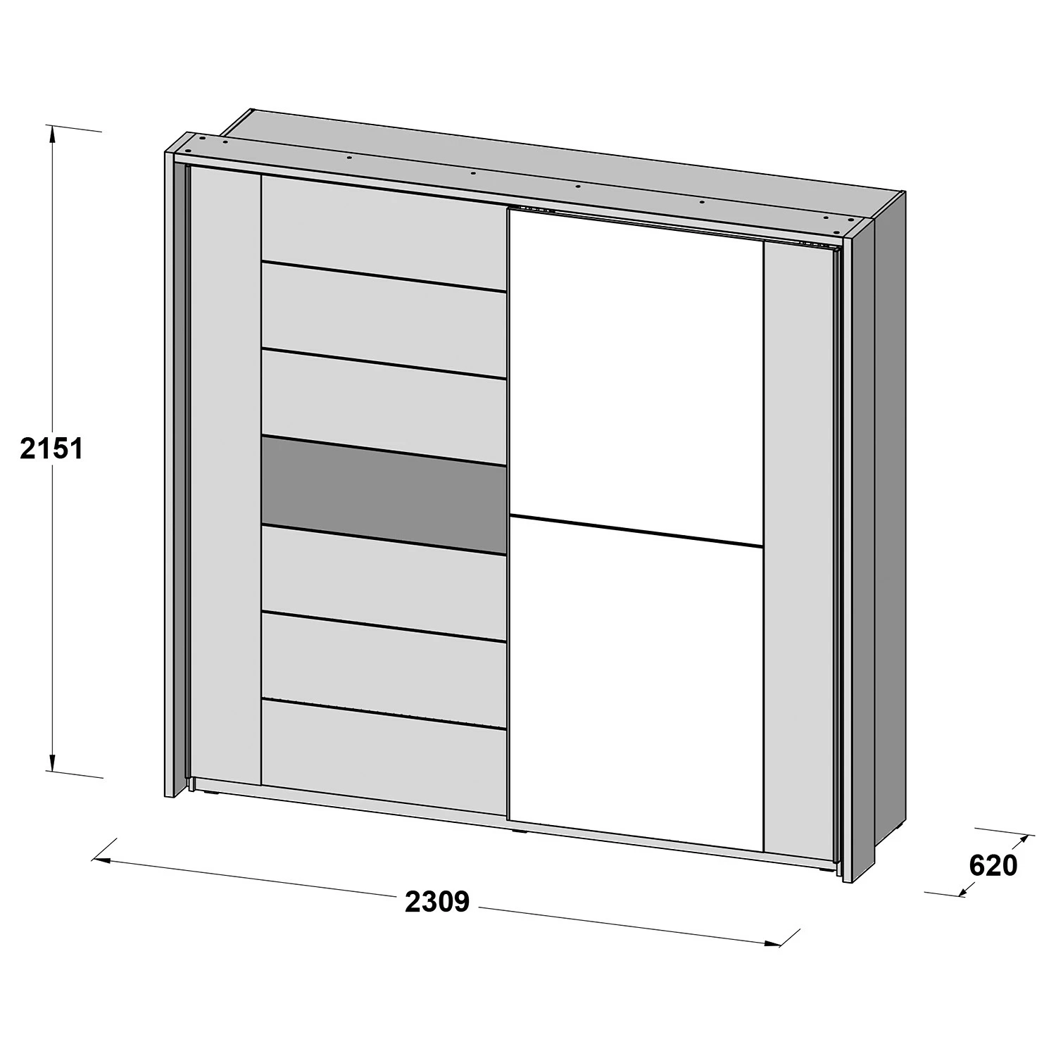 Loftscape Schwebetürenschrank Asperen - Sandeiche Dekor / Hochglanz Weiß – Bild 5