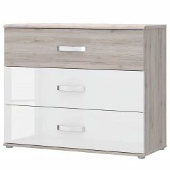 Loftscape Sideboard Asperen - Sandeiche Dekor / Hochglanz Weiß - Breite: 100 cm
