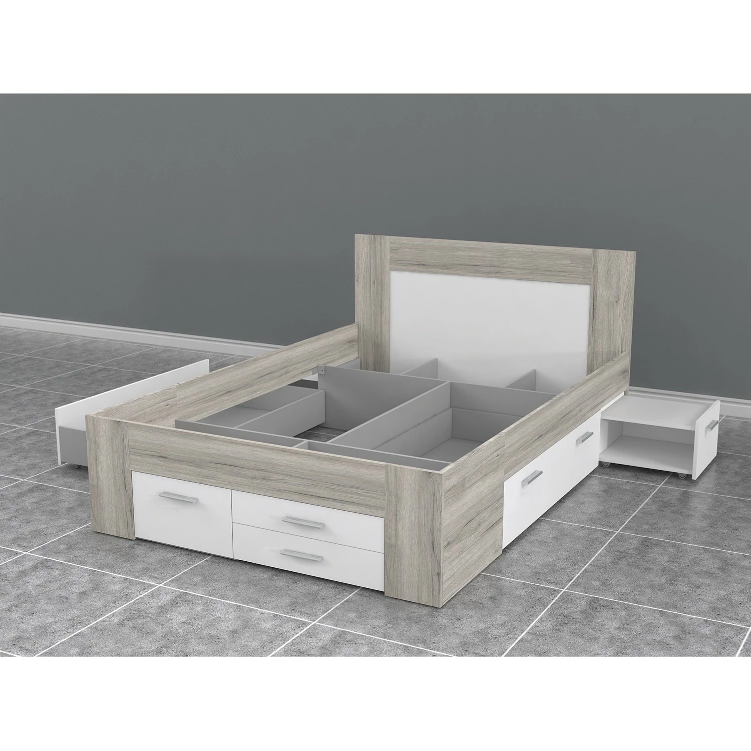 Loftscape Bettgestell Mons - Sandeiche Dekor / Weiß – Bild 2