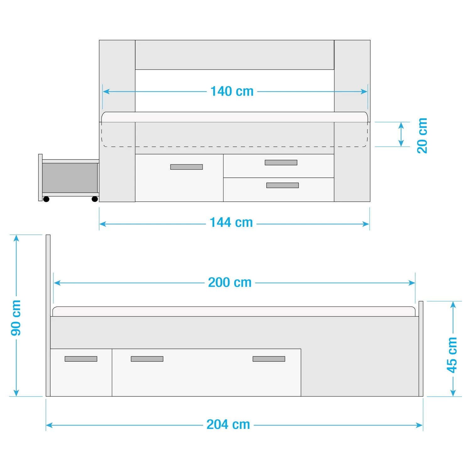 Loftscape Bettgestell Mons - Sandeiche Dekor / Weiß – Bild 4