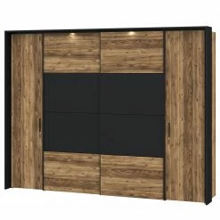 Loftscape Schwebetürenschrank Huy - Inkl. Beleuchtung - Alpenkiefer Dekor / Schwarz