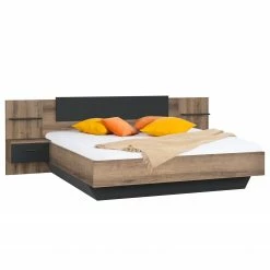 Loftscape Bett Buren - Eiche Rustikal Dekor / Eiche Schwarz Dekor