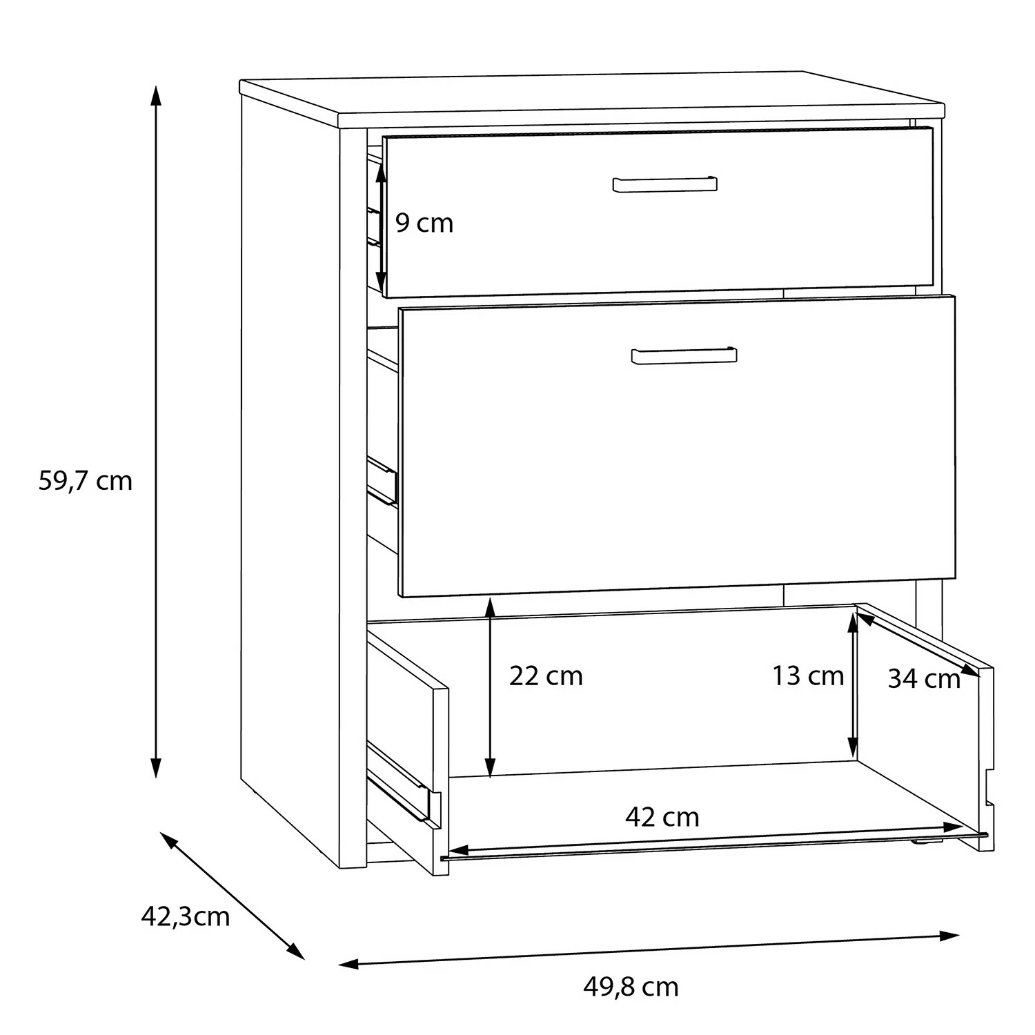 Loftscape Nachtkommode Samtoge - Bramberg Fichte Dekor / Uni Wolfram Dekor – Bild 7