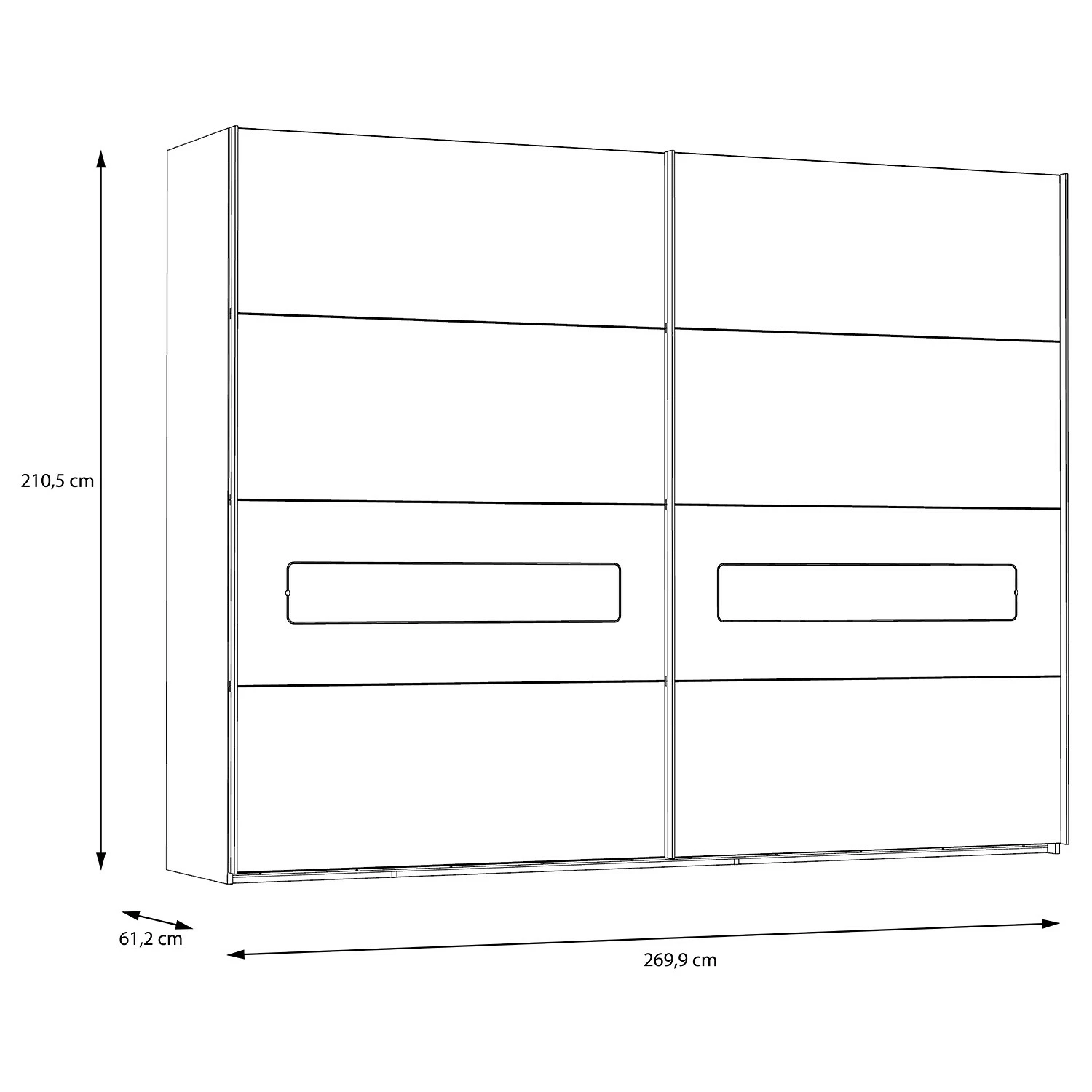 Loftscape Schwebetürenschrank Olivee - Inkl. Beleuchtung - Hochglanz Weiß / Eiche Dekor – Bild 9