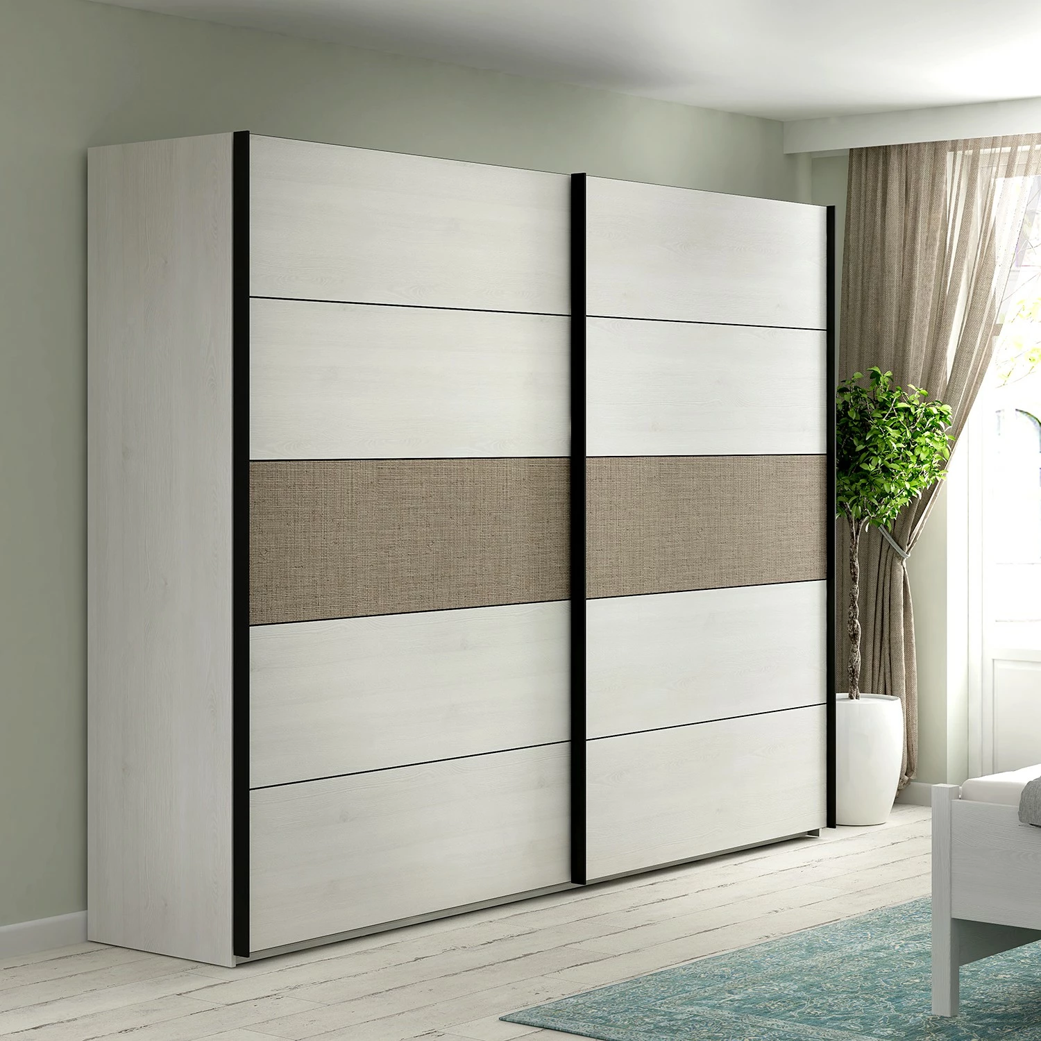 Loftscape Schwebetürenschrank Riecce - Schneeeiche Dekor / Grau – Bild 2