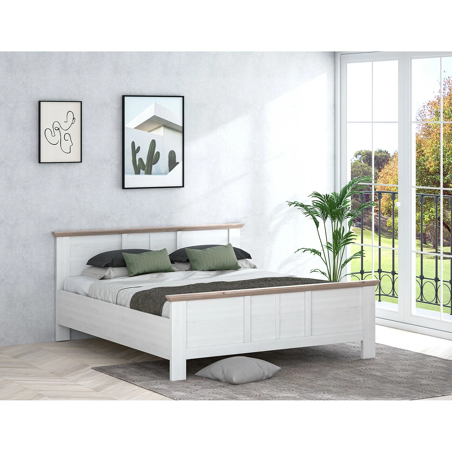 Loftscape Bettgestell Ilay - Schneeeiche Dekor / Nelson Eiche Dekor – Bild 2