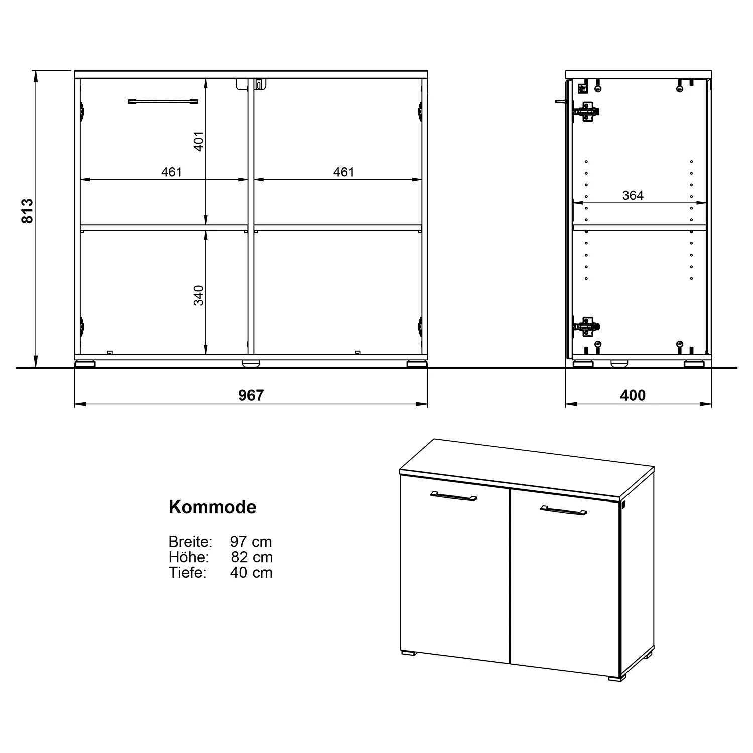 Germania Kommode Campo I - Glas - Weiß – Bild 6