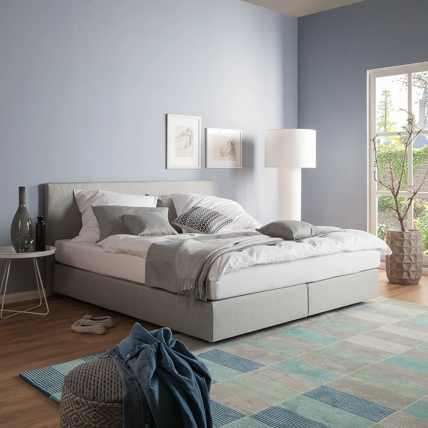 Fredriks Boxspringbett Ramona VII - Hellgrau - 140 x 200cm – Bild 2