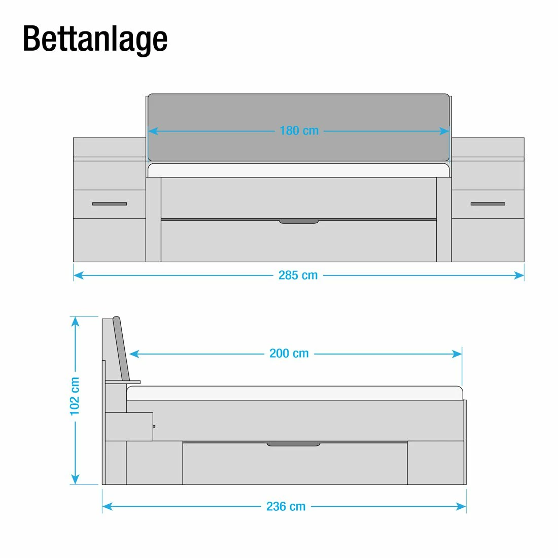Rauch Orange Bettanlage Bensheim (3-teilig) - 180 x 200cm - Ohne Beleuchtung – Bild 3