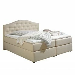 Maison Belfort Boxspringbett Ansmark - Beige - 180 x 200cm - Bonellfederkernmatratze - H3