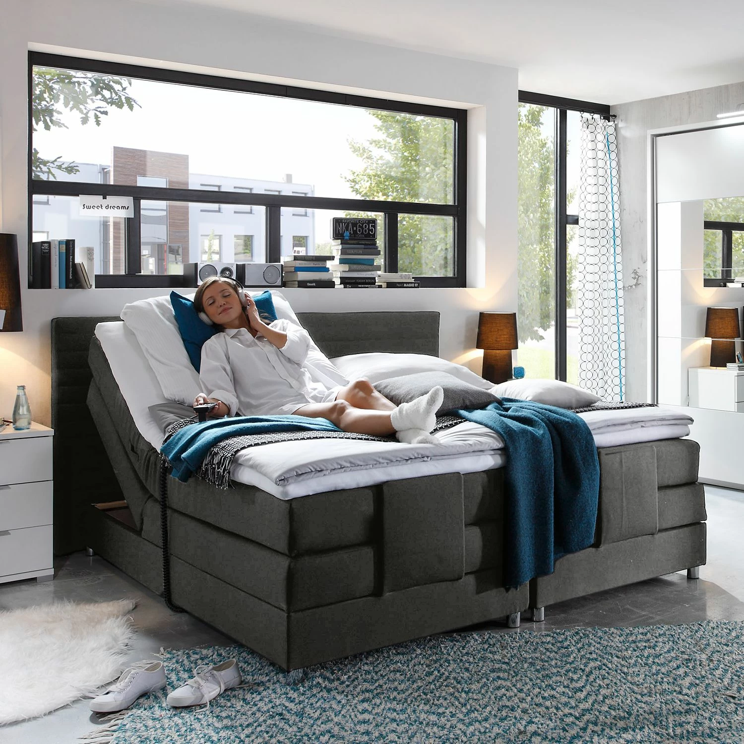 Loftscape Boxspringbett Belaja (mit Elektromotor) - Anthrazit – Bild 4
