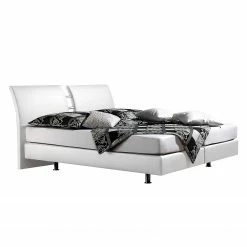 Loftscape Boxspringbett Cavan Kunstleder - Weiß - 140 x 200cm - Kaltschaummatratze - H3